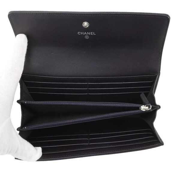 CHANEL CC Logo Long Flap Wallet Calfskin Purple - Picture 10 of 16